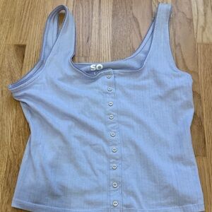 SO Women's Soft Blue Button-Front Tank Top